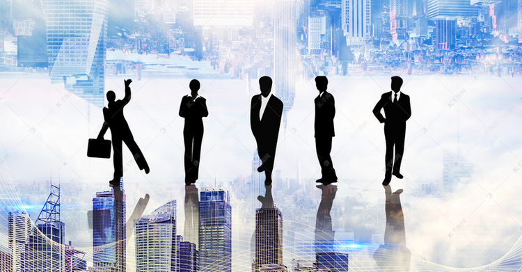 創(chuàng)意合成城市商業(yè)精英剪影背景